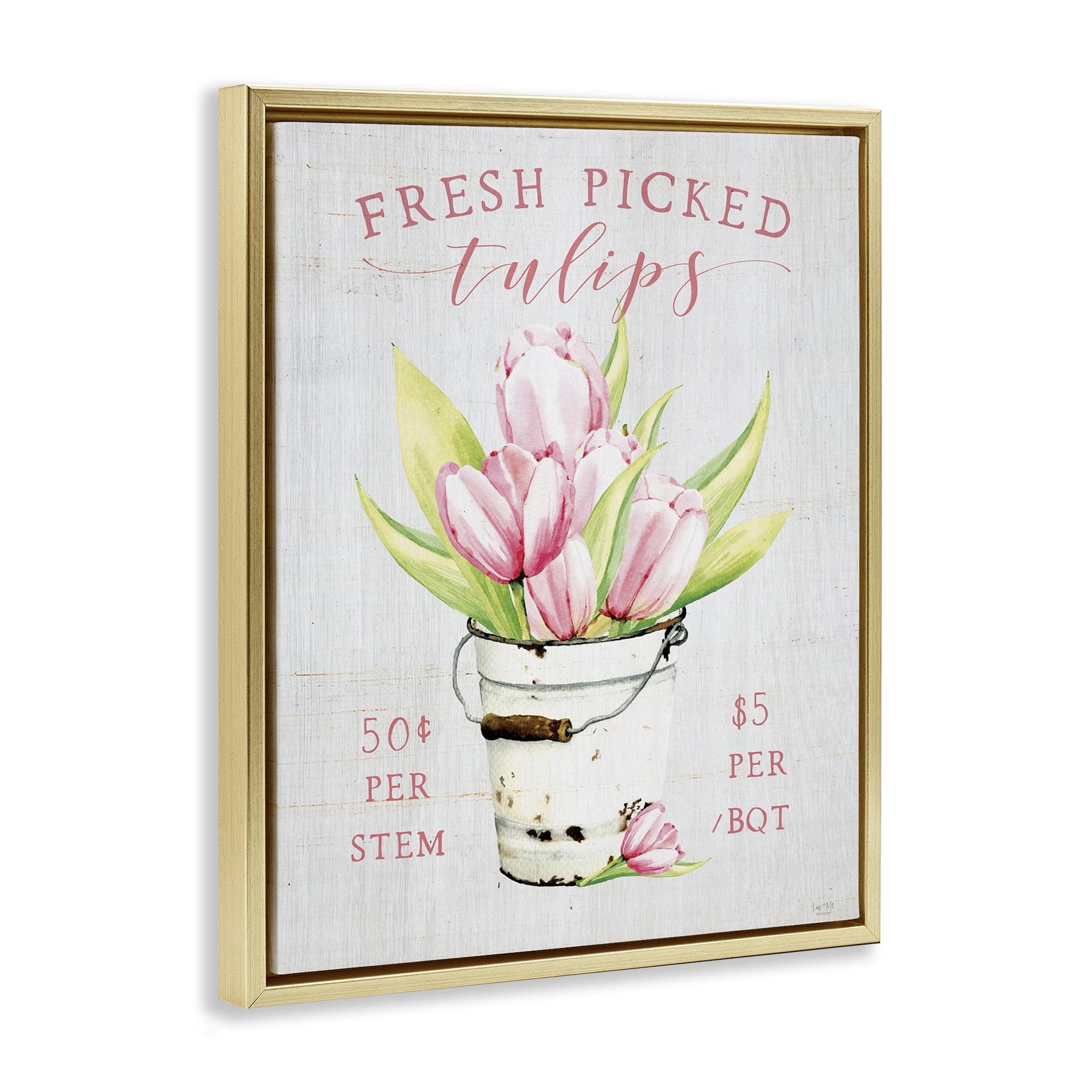 Stupell Industries Antique Fresh Picked Tulips Gold Framed Floater Canvas Wall Art, design by Lux + Me Designs