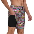 thumbnail image 3 of Goofa Retro Cassette Printed Men's Swim Trunks Board Shorts Quick Dry Mens Swimming Trunks with Compression Liner,Breathable Fit Hawaii Beach Shorts-Small, 3 of 9