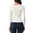thumbnail image 3 of INSPIRE CHIC Women's Pullover Sweater Slim Fit Long Sleeve Sweetheart Neck Knit Sweaters XS White, 3 of 5