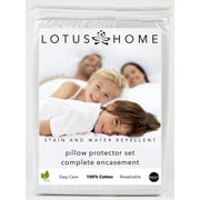 Lotus Home Stayclean Bacteria Reducing Water and Stain Resistant Cotton Bed Pillow Protector, 2 Pack