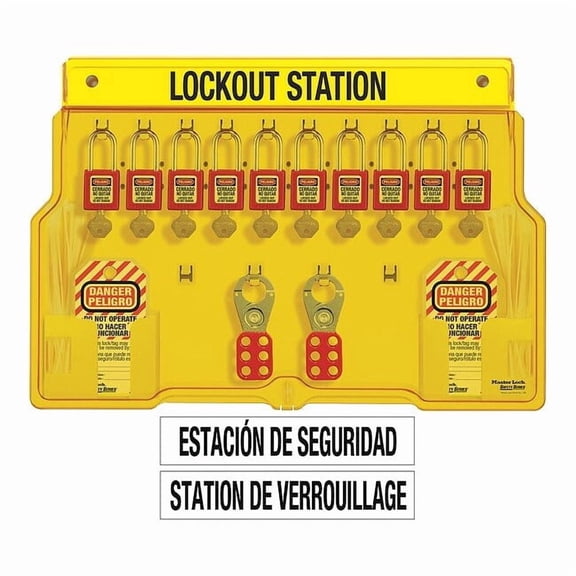 Master Lock Lockout Station,10 Locks,Keyed Diff 1483BP410ES