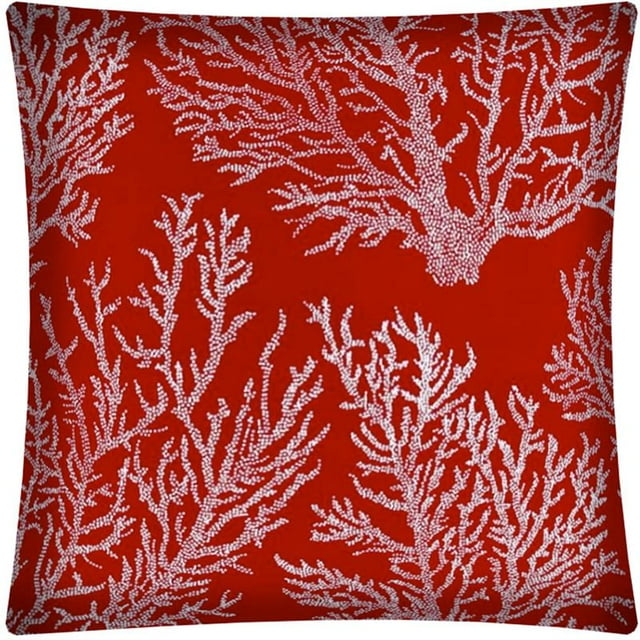 Joita Mer de Corail Intérieur / Extérieur Housse de Coussin à Fermeture Éclair - Tissu de Polyester Rouge