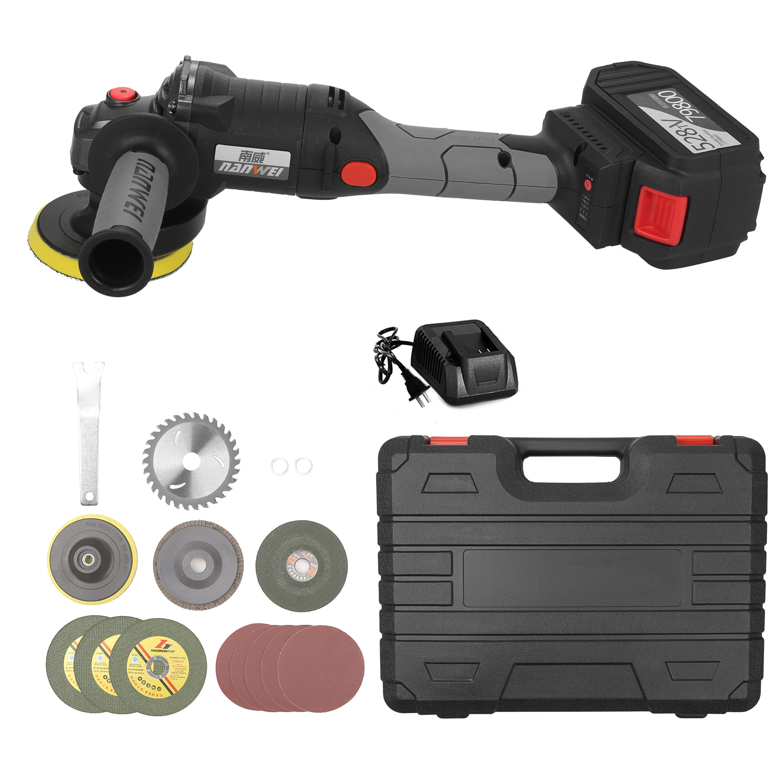 Electric 21V Cordless Angle Grinder Brushless Grinding Cutting Disc Battery 
