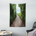 thumbnail image 1 of Landscape Tapestry, Wooden Bridge between Exotic Trees Jungle Freshening Relax Road Nature Image, Wall Hanging for Bedroom Living Room Dorm Decor, 40W X 60L Inches, Brown Green, by Ambesonne, 1 of 2