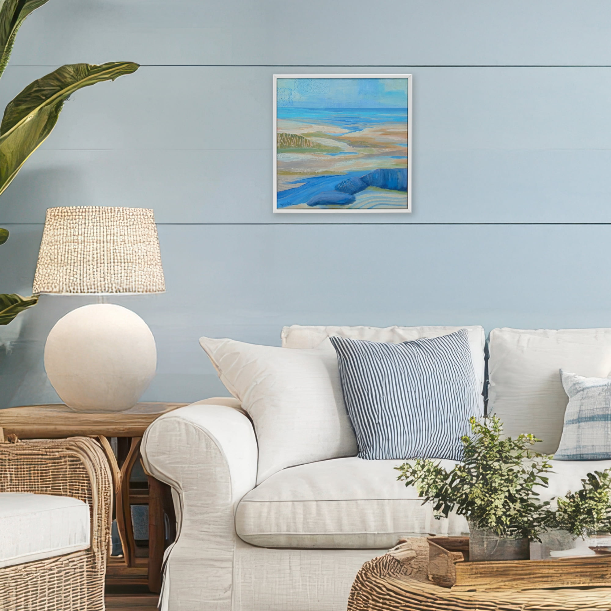 Stupell Industries Low Tide Azure Dunes White Framed Giclee Art, design by Lynn Ericson Fine Art