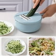 thumbnail image 6 of STAOEDU Vegetable Chopper, 12 in 1Multifunctional Food Chopper, Kitchen Vegetable Slicer Dicer Cutter,Veggie Chopper With 5 Blades,Carrot Chopper With Container (Blue), 6 of 9