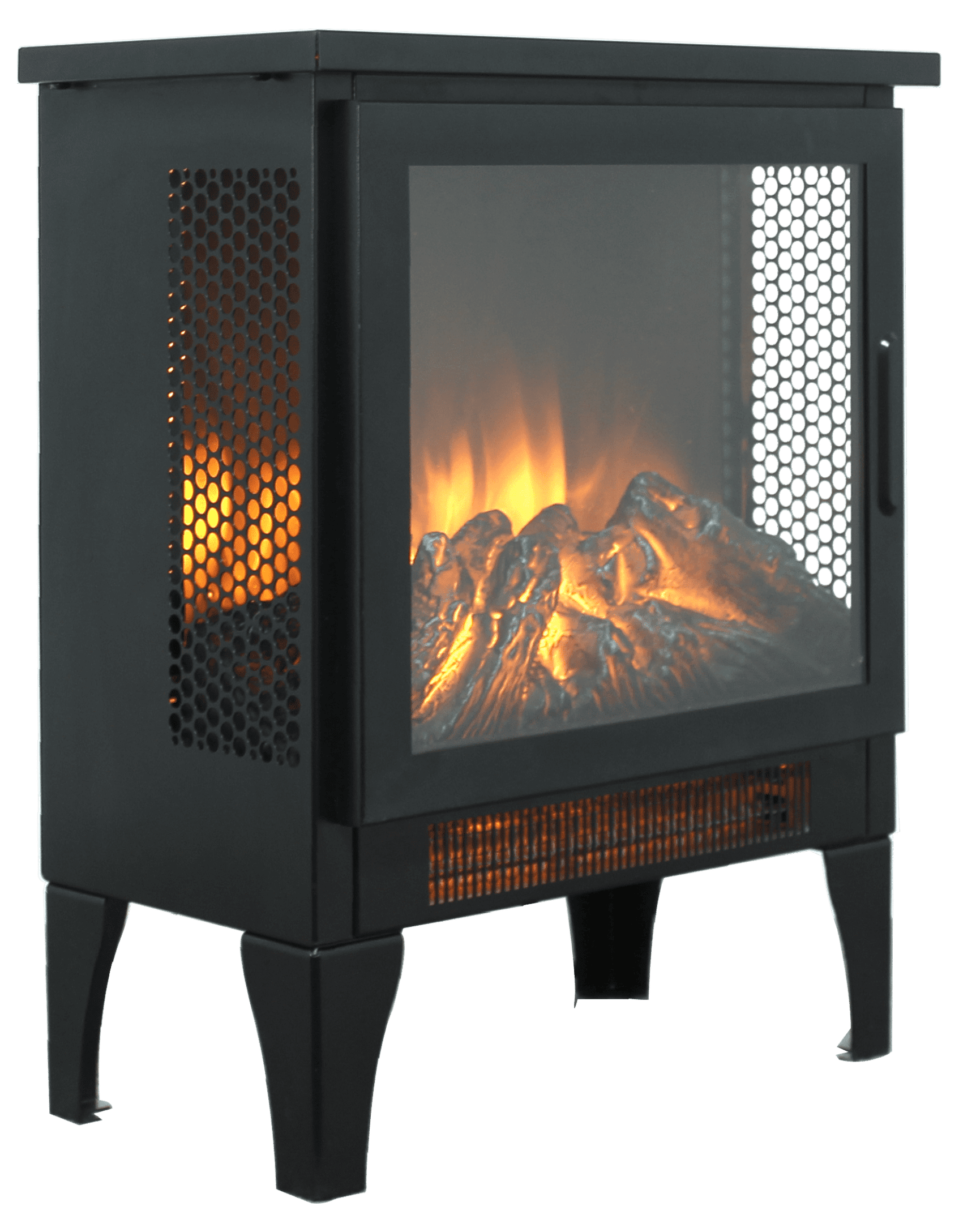 Electric Fireplace Stove, 17 Inch Freestanding Heater with 3D Flame Effect, 1400W/700W, 400 Sq Ft Heating, CSA/UL Certified, for Home & Living Room