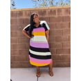 thumbnail image 6 of Women's Plus Size Midi Striped Dress With Pockets, 6 of 6