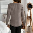 thumbnail image 5 of Womens Ribbed Spring Clothes, Fall Sweaters for Women Fashion Loose Fit Solid Color Notch V Neck Long Sleeve Pullover, 5 of 6