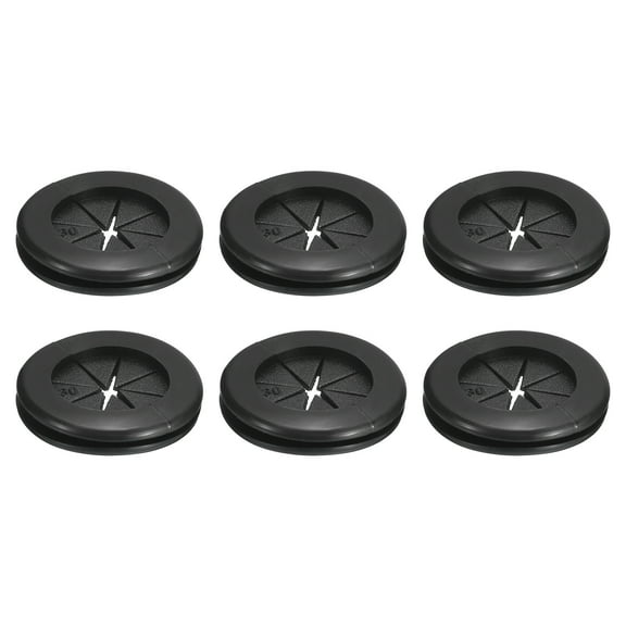 Uxcell 6Pcs Double Sided Rubber Grommets 1"(25mm) ID 1-3/16"(30mm)Drill Hole , Black