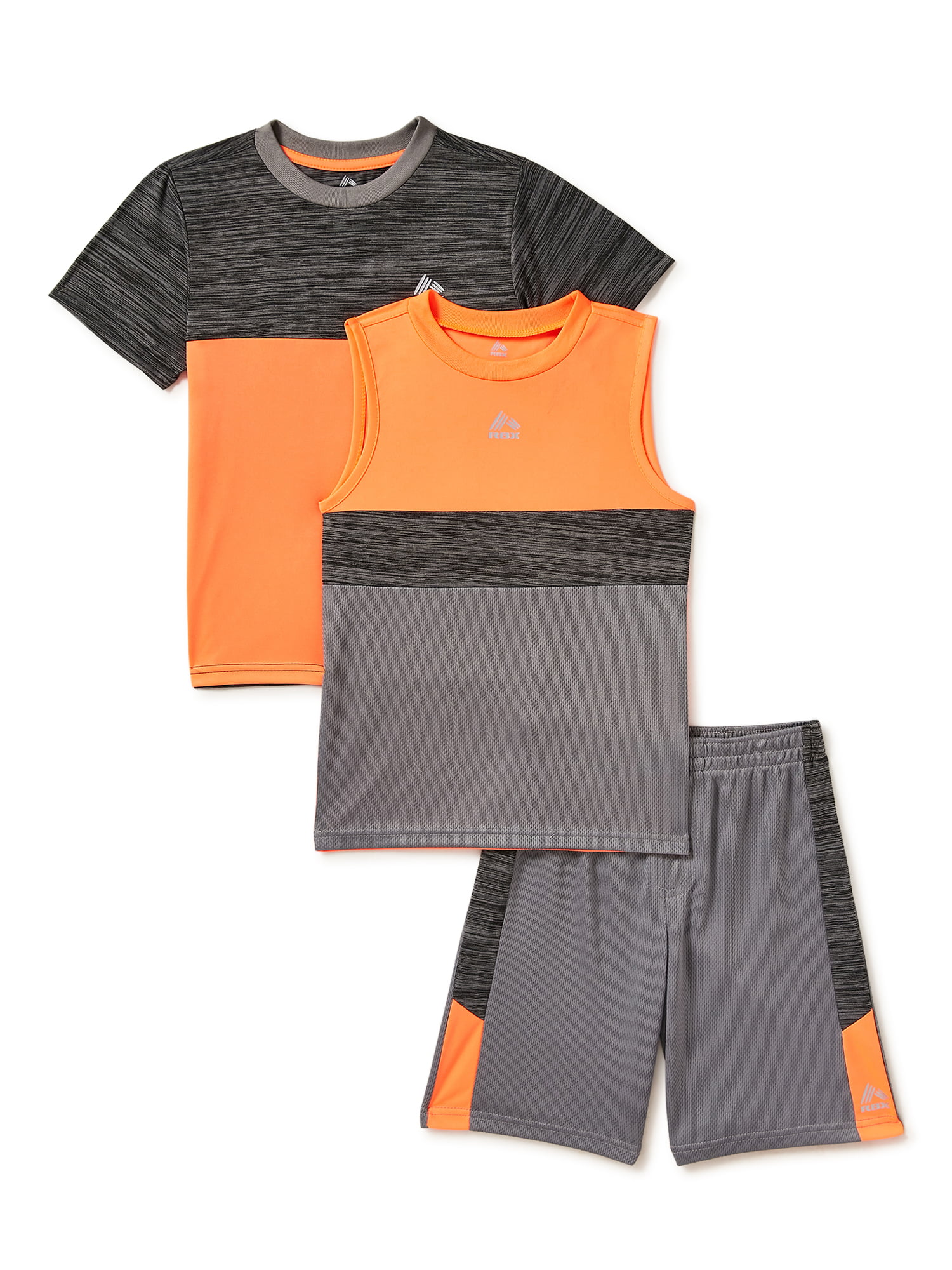 RBX Boys Neon Space Dye Tank, Shirt, Shorts 3-Piece Performance Sets ...