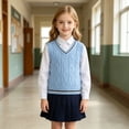 thumbnail image 6 of Fesfesfes Kids Unisex V-Neck Cable Knit Vest Sleeveless School Uniform Sweater Pullover, Cotton Top for Boys and Girls Ages 18 Months-9 Years, 6 of 9