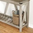 Pellebant Rustic Entryway Wood Table, Modern Farmhouse Grey Wash Console with Shelves and Shoe