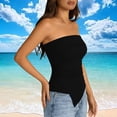thumbnail image 5 of BLVB Going out Tube Tops for Women Trendy Summer Asymmetrical Ruched Strapless Bandeau Cami Shirts Ribbed Knit Spring Clothes, 5 of 8
