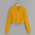 thumbnail image 5 of Hfyihgf Women's Hoodies Teen Girl Fall Jacket Sweatshirts Casual Drawstring Clothes Cropped Zip Up Y2K Hoodie with Pocket(Z1-Yellow,XL), 5 of 5