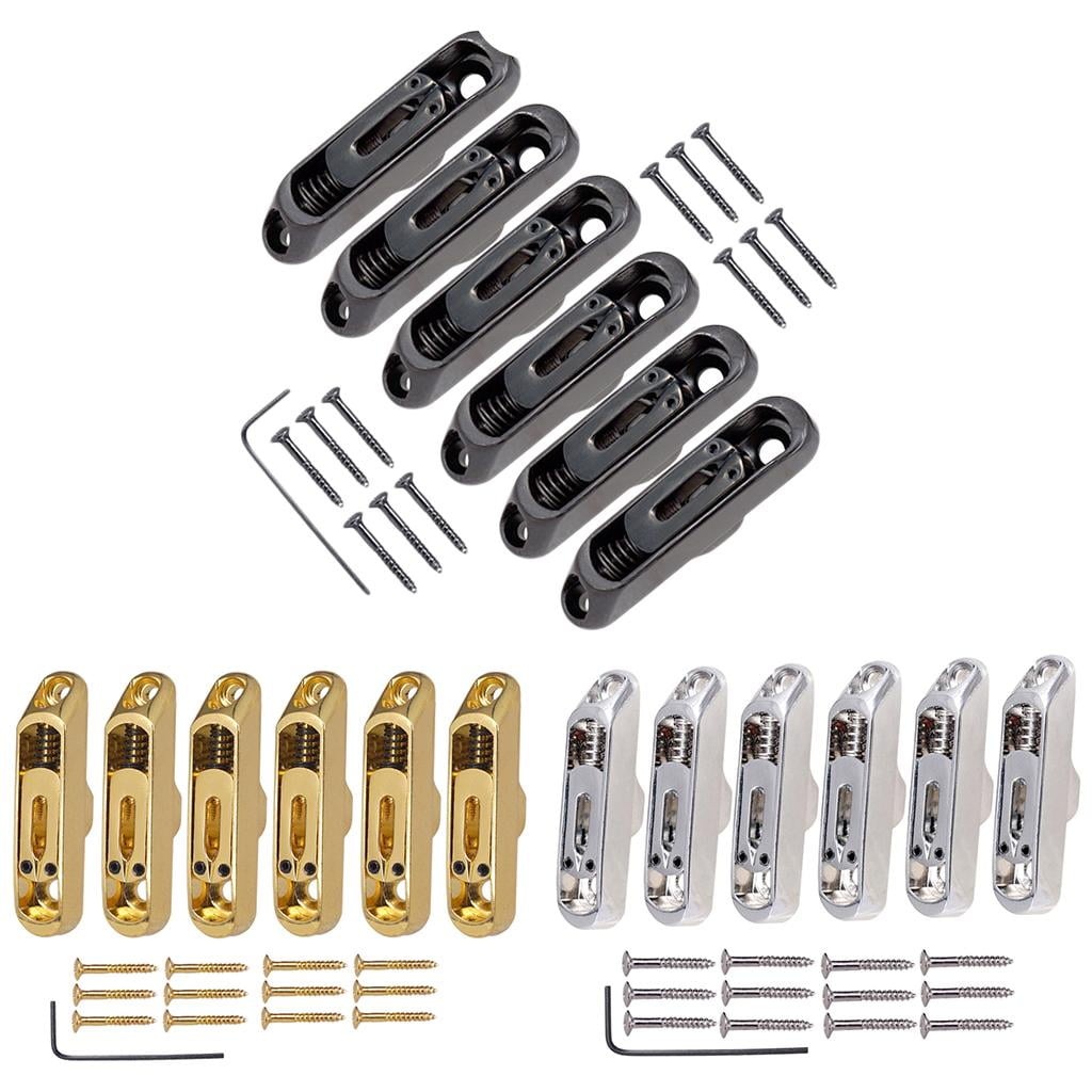 Dualoai 6 Pcs Single Individual Bridge Saddles Tailpiece Set for Electric Guitar Parts Black