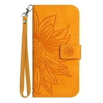 Allytech for Google Pixel 6 Case, Embossed Sunflower PU Leather Anti-Scratch Shockproof Magnetic Snap Protective Case for Google Pixel 6 5G 2021 (6.4 inch), Yellow