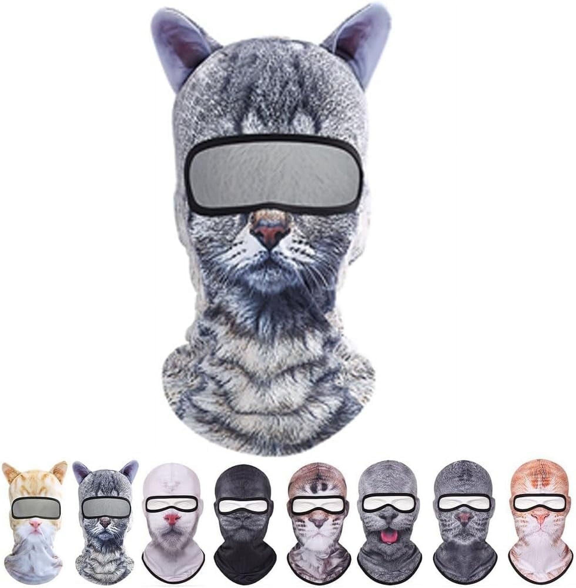 3D Cat Ski Balaclava Sheisty Face Mask with Ears,Cute Full Face Hood Mask Animal Ski Mask for Riding Sports Outdoor(Style F)