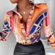 thumbnail image 1 of Blusas De Verano Blusas básicas estampadas Camisa con cuello en V Mujer Manga larga Traje diario (Naranja XL) Ygjytge para Mujer Naranja T L, 1 of 8