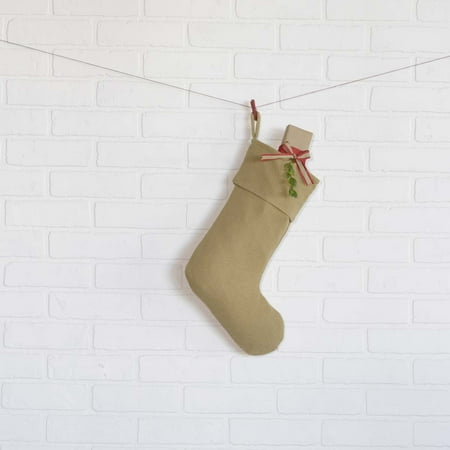 Easy Fit Solid Natural Natural Tan Farmhouse Christmas Decor Festive Burlap Fabric Loop Cotton Cotton Burlap Solid Color 15x11 Stocking ()