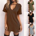 thumbnail image 3 of New Women Plain Stretchy Baggy Short Sleeve Ladies T-Shirt Mini Dress, 3 of 8