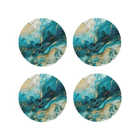 

Vsdgher Abstract Ocean Currents Leather Coasters for Drinks Durable Drink Coasters 4 Set for Tabletop Protection Luxurious Home Décor and Housewarming Gift-Round Shape
