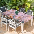 thumbnail image 2 of Easter Bunny Table Cloths for 6 Foot Rectangle Tables, Pink Rabbit Spring Flowers Leaves Rustic Plants Patio Waterproof Elastic Fitted Tablecloths, Washable Rectangular Table Cover for Camping, 2 of 8