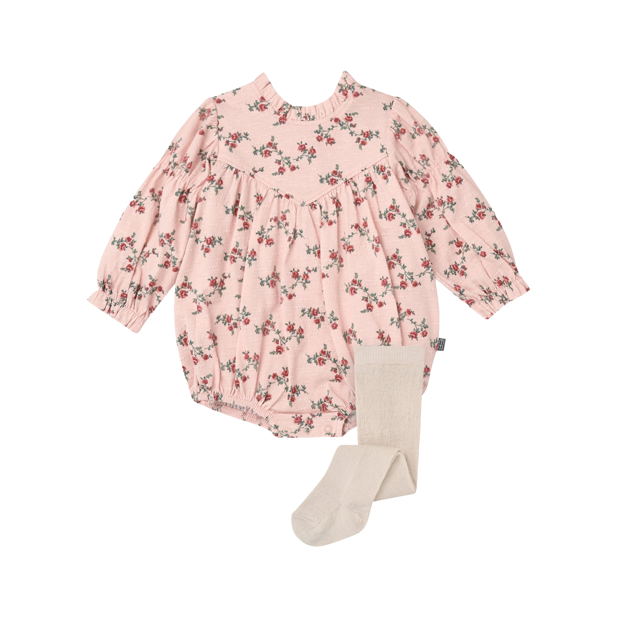 Modern Moments by Gerber Baby Girl Bubble Romper and Tights Outfit Set, 2-Piece, 0/3 Months - 24 Months