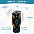 thumbnail image 2 of Yayeee 30oz Stainless Steel Tumbler with Straw and Handle Double-Wall Insulated Travel Water Bottle, Navy Blue Art Pattern, 2 of 8