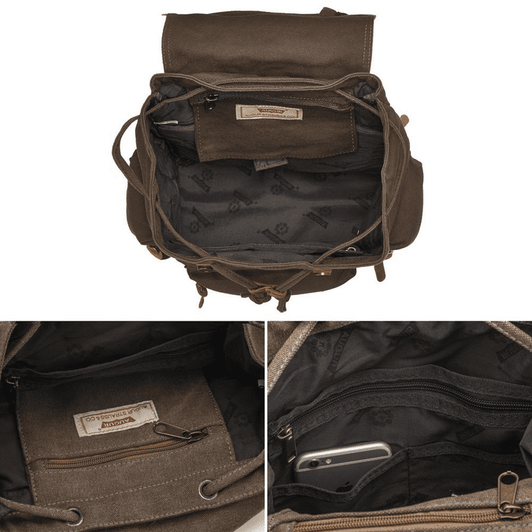Vintage Travel Canvas Leather Backpack for Men,Computers Laptop