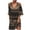Brown, variant on Women Cold Shoulder Dress Mesh Patchwork Short Sleeve Casual Vacation Dresses 2024 Baggy V Neck Floral Print Mini Sundress