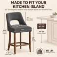 thumbnail image 3 of SESSLIFE Bar Stools Set of 2, 26" Counter Height Bar Stools with Open Back, Modern Upholstered Kitchen Island Stools with Solid Wood Legs, Bar Chairs for Dining Room, Gray, 3 of 9