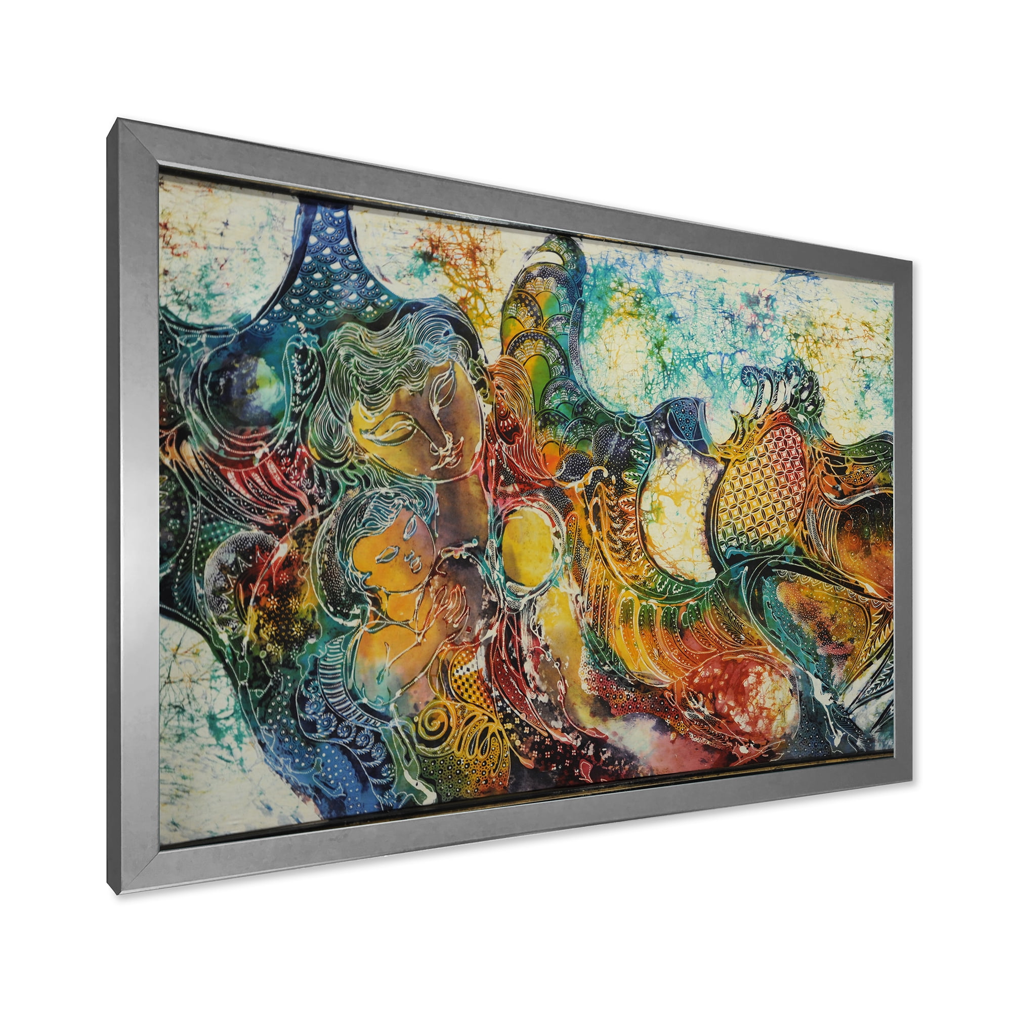 Designart 'Child With Mother With Batik' Modern Framed Art Print