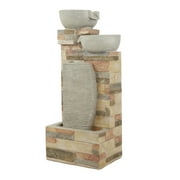 DecMode Traditional Indoor/Outdoor Stone and Brick Water Fountain, 10" x 16"