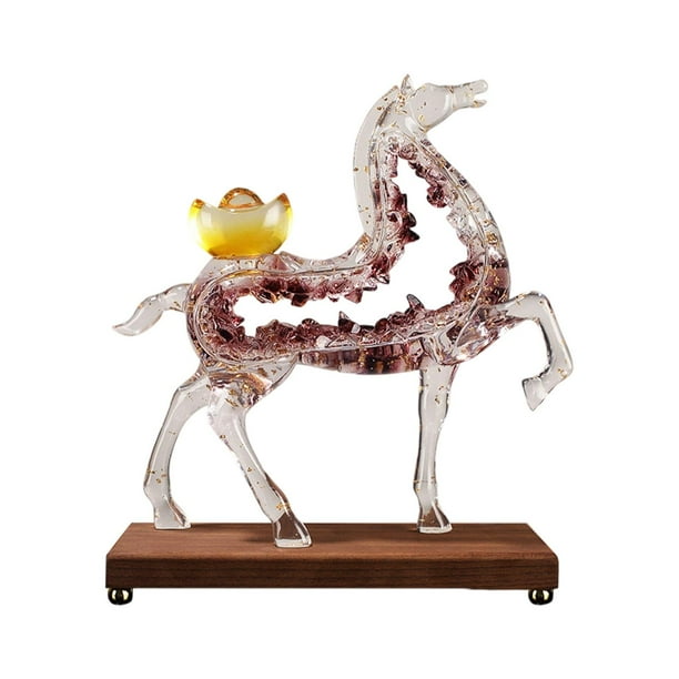 Estatua de caballo, adorno de escritorio, resina creativa, decoración Feng Shui, figura decorativa Púrpura