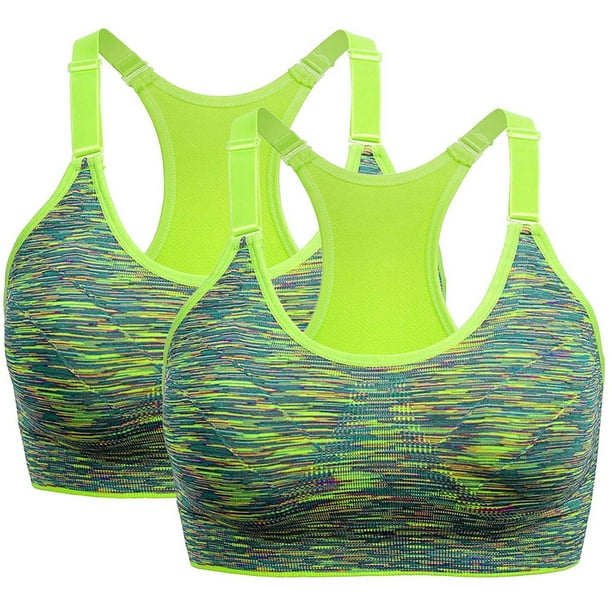 Pack de 2 sujetadores deportivos de alto impacto para mujer - Camiseta sin costuras para yoga y running con tirantes ajustables (tallas S-XL)