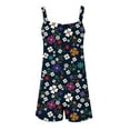 thumbnail image 5 of Navy Brunch Shorts for Women Summer Fall Faux Gauze Linen Daisy Floral Graphic Loose Fit Thin Straight Leg Jumpsuits Shortalls Shorts Unitard Women 2025 XL, 5 of 5