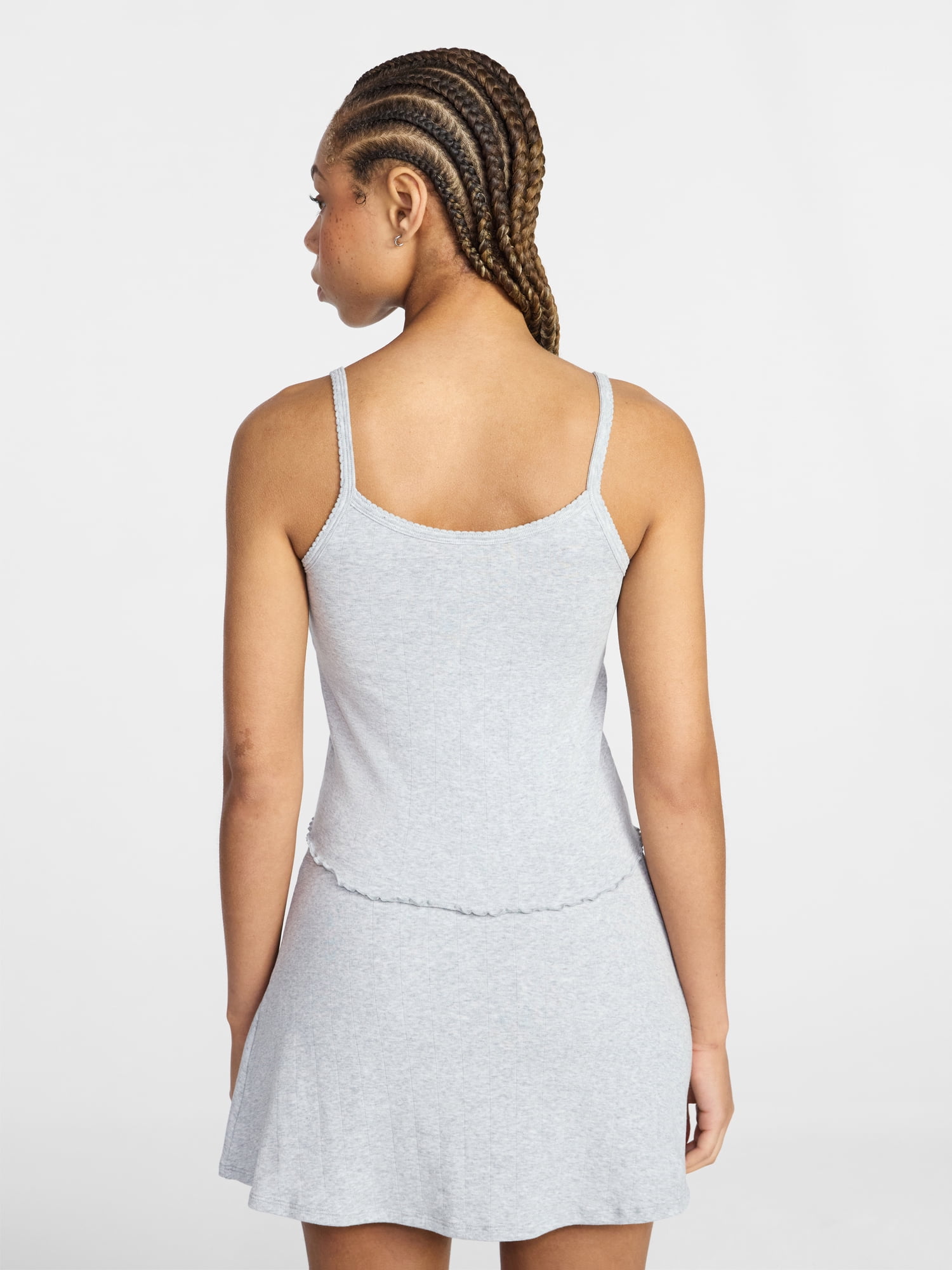 No Boundaries Cotton Stretch Drop Needle Strappy Tank Top, Women’s, Sizes XS-XXXL
