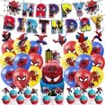 thumbnail image 2 of Serie SpiderMan, vajilla para fiesta de cumpleaños, pancarta desechable, adorno para tarta, bandera colgante, globos de Spiderman, decoración de cumpleaños, 2 of 2