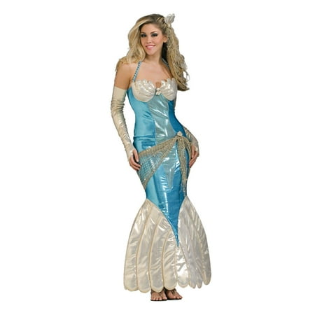 Ivory and Blue Mermaid Women Adult Fancy Dress Costume - Extra