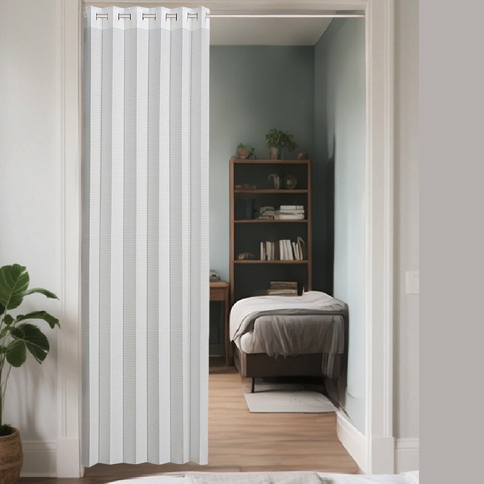 Breathable Meshes Room Divider For Doorways And Corridors Foldable Design With Smooth Glides Hooks Easy To Install Washable Polyester Home Organization