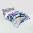 thumbnail image 3 of Winter Duvet Cover Set, Landscape Painting of a Snowy Scenery Mountains and Small House Covered in Snow, Bedding Set with Shams and Fitted Sheet, 3 Sizes, by Ambesonne, 3 of 3