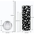 thumbnail image 5 of Black Tumbler, Trendy skinny Tumbler with Straw and Lid, Unique Birthday Gifts for Women, Friends Female, Teenage Girls- Polka Dots Coffee Travel Mug, Cup, Double Wall Insulated Tumbler 20 Oz, 5 of 6