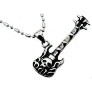 Arista Men's Skull Guitar Pendant in Black Plated Solid Stainless Steel