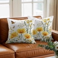 thumbnail image 3 of Spring Flower Throw Pillow Cover Yellow Floral Daisy Field Butterfly Pastoral Cotton Linen Cushion Cover Throw Pillow Case with Invisible Zipper for Couch Sofa Bed Chair Car 24x24 Inch, 3 of 9