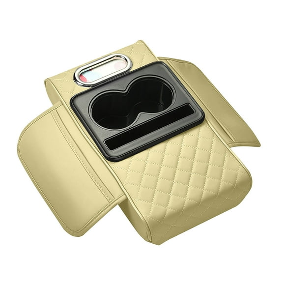 Car Accessories Armrest Cushion Cover with Storage Bags Cup Holder Tissue and Phone Slots for Sedans Interior Organizers for Enhanced Comfort