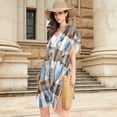 thumbnail image 4 of BZSMCE Women Creatively Blue Floral Hearts on Check Print Beach Cover-ups Size:S-2XL, 4 of 7