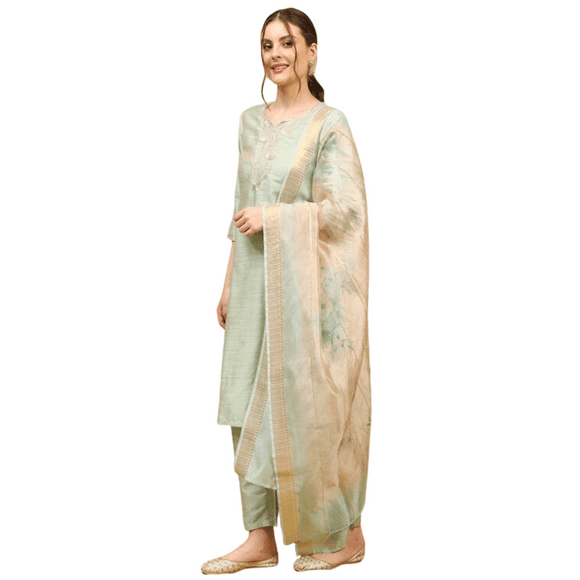 Biba Rangriti Indian Ethnic Suit Set for Women (Festive Glam 21100), Green, Size 34