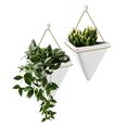 thumbnail image 1 of Triangle Wall Planter Indoor, Set of 2 Ceramic Hanging Wall Planter, Geometric Succulent Air Plant Holder Vase Flower Cactus Faux Plants Containers, White Modern Decor for Home and Office, 1 of 5