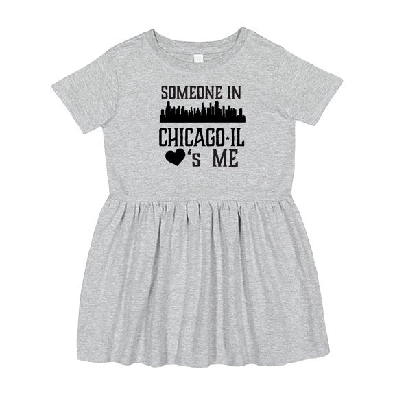 Inktastic Chicago Illinois Someone Loves Me Skyline Girls Toddler Dress